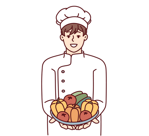 Chef masculino cozinhando  Ilustração