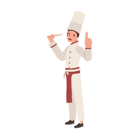Chef masculino desistindo do polegar  Ilustração