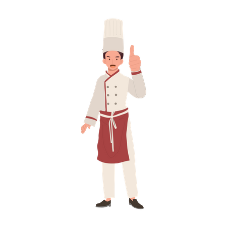 Chef masculino mostrando o polegar para cima  Ilustração