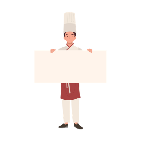 Chef masculino profesional sosteniendo tablero en blanco  Ilustración