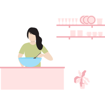 Chef mixing food in bowl  Illustration