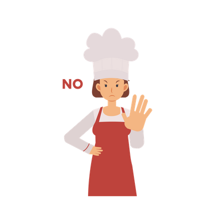 Chef mujer diciendo que no  Ilustración