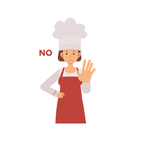 Chef mujer diciendo que no  Ilustración