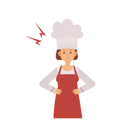 Chef feminina com raiva  Ilustração