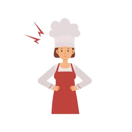 Chef feminina com raiva  Ilustração