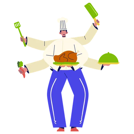 Chef multitâche  Illustration