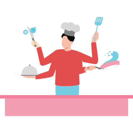 Chef multitarefa  Ilustração