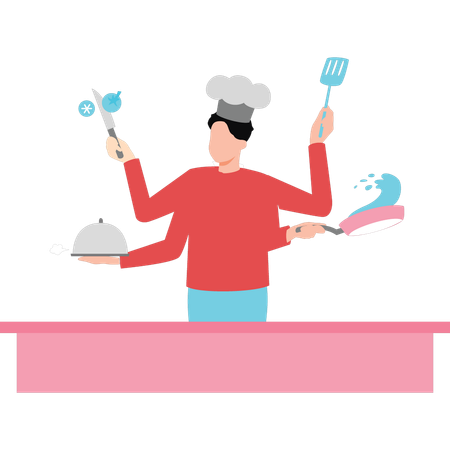 Chef multitasking  Illustration