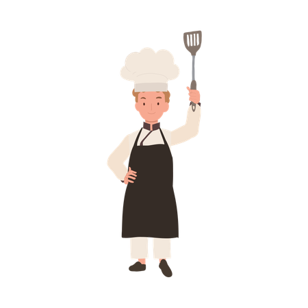 Chef infantil sonriente con aleta  Ilustración