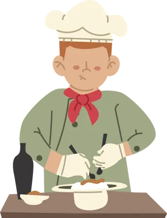 Chef organiza comida  Ilustração