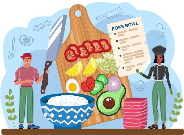 Chef prepare according to recipe instructions  Illustration