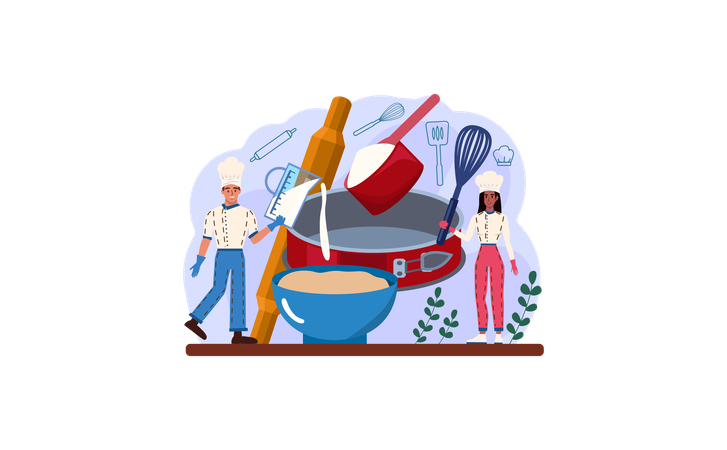 Chef preparing baking bread  Illustration