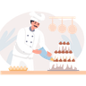 illustration chef preparing cake