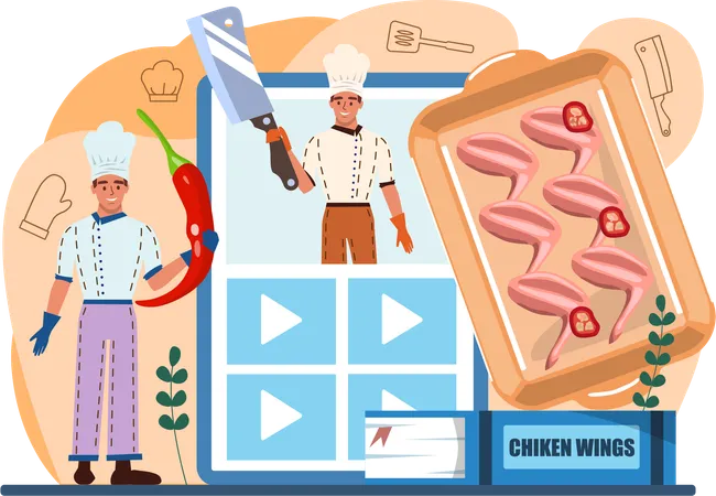 Chef preparing chicken nuggets  Illustration