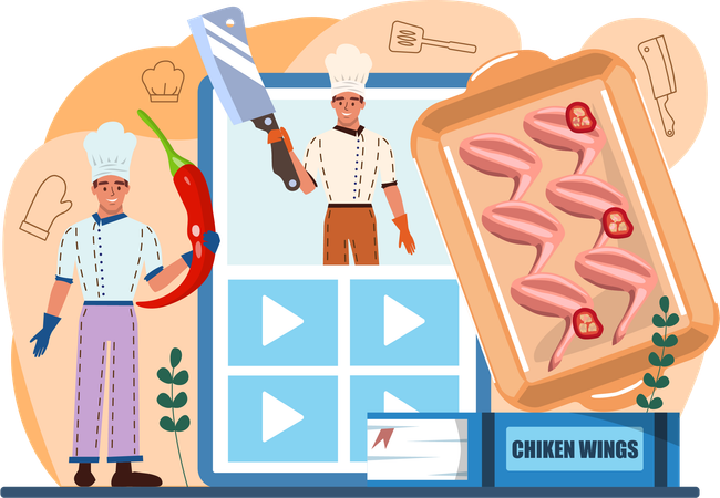 Chef preparing chicken nuggets  Illustration