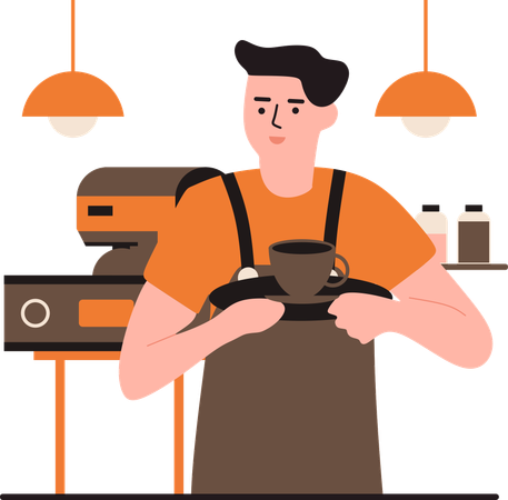 Chef preparing Coffee Latte  Illustration