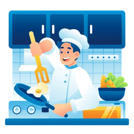 Chef preparing food in kitchen  Illustration