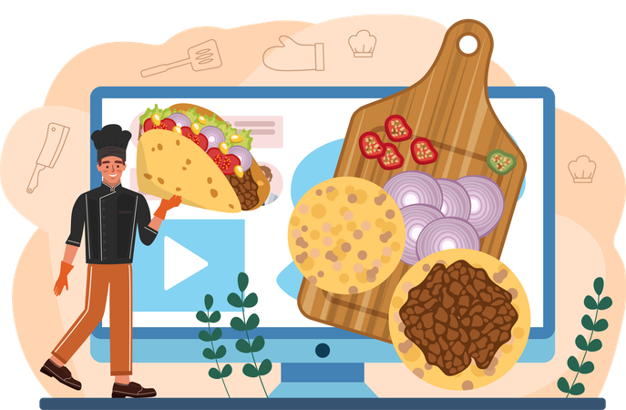 Chef preparing tacos  Illustration