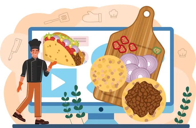 Chef preparing tacos  Illustration