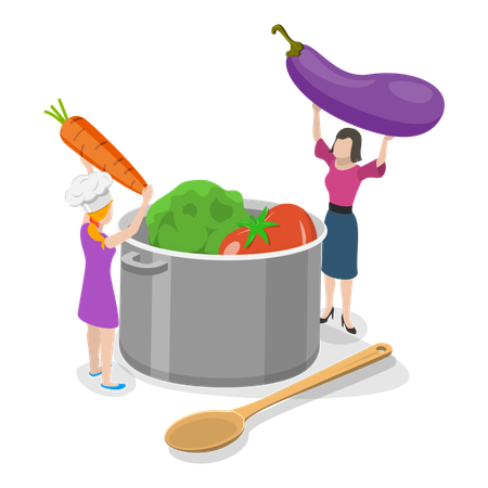 Chef preparing vegetable dish  Illustration
