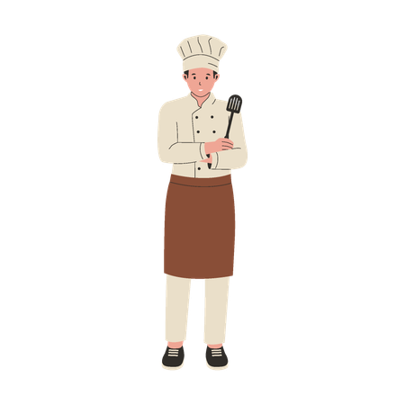 Chef profesional con espátula  Ilustración