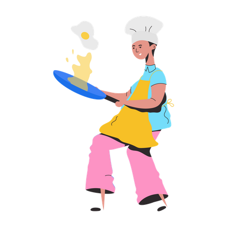 Chef profesional haciendo comida  Ilustración