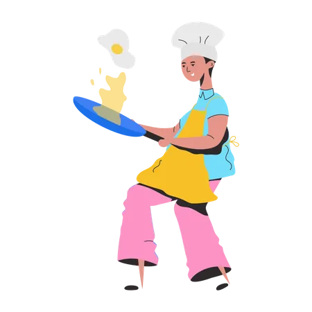 Chef profesional haciendo comida  Ilustración