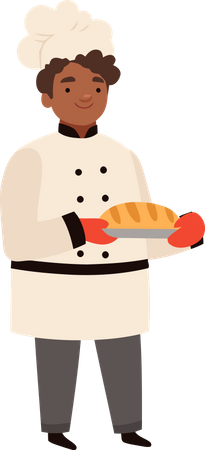 Chef profesional horneando pan  Ilustración