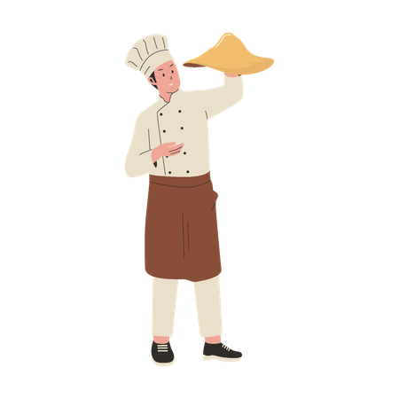 Chef professionnel préparant une pizza  Illustration