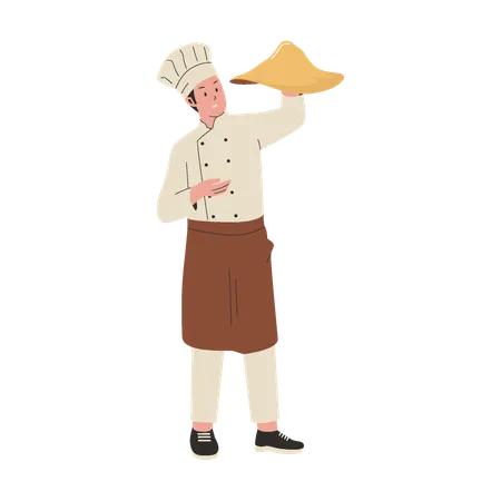 Chef professionnel préparant une pizza  Illustration