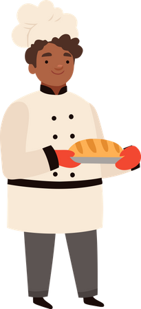 Chef profissional assando pão  Ilustração