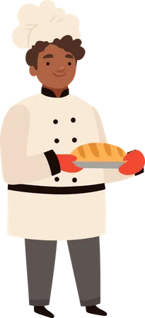 Chef profissional assando pão  Ilustração