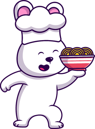 Chef Rabbit With Ramen Noodle  Illustration