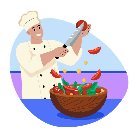 Chef Salad cutting  Illustration