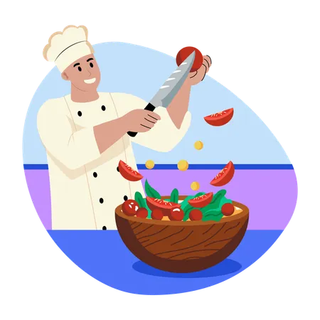 Chef Salad cutting  Illustration