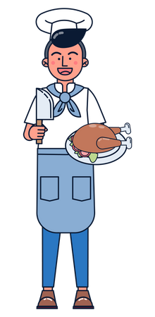 Chef servant de la nourriture  Illustration