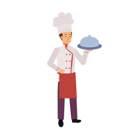 Chef servindo comida  Ilustração