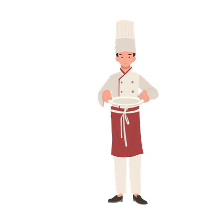 Chef servindo comida deliciosa  Ilustração