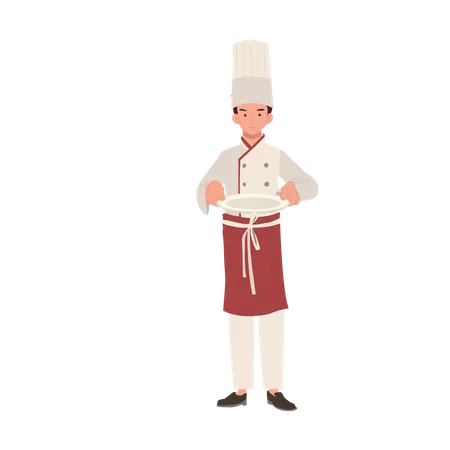 Chef servindo comida deliciosa  Ilustração