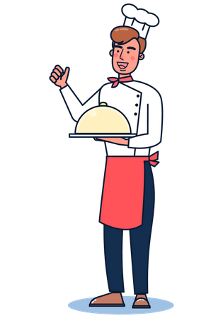 Chef servindo receita deliciosa  Ilustração