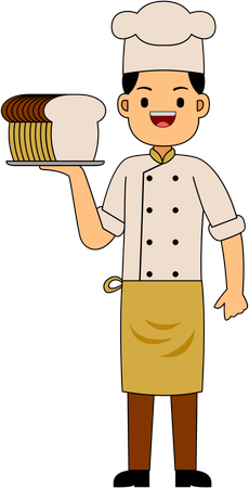 Chef serving baked bread  Illustration