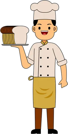 Chef serving baked bread  Illustration