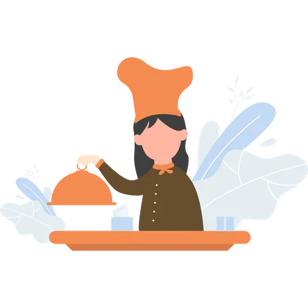 Chef serving food  Illustration