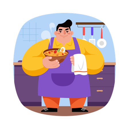 Chef serving food  Illustration