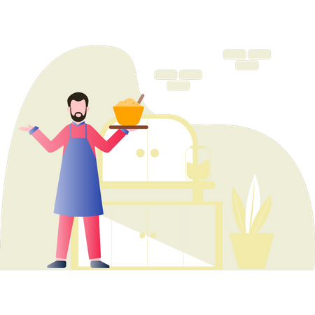 Chef serving food  Illustration