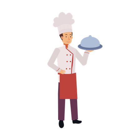 Chef Serving Food  Illustration