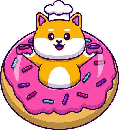 Perro Chef Shiba Con Donut  Illustration