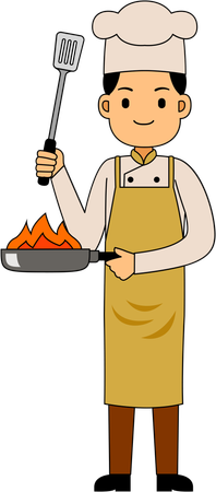 Chef showing cooking skills  Illustration