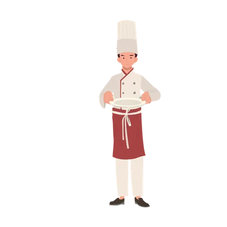 Chef sirviendo comida deliciosa  Ilustración
