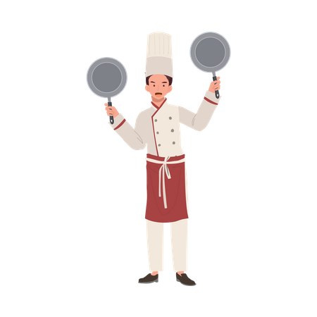 Chef sorridente com panela  Ilustração